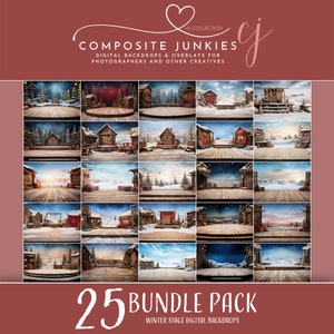 Bundle Pack - 25 Winter Stage Digital Backdrops for Photography Photo Manipulations, Background for Image Compositions, Photoshop Overlays