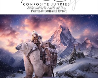Polar Bear Winter Digital Background for Composite Photographers, Animal Photo Manipulation Backdrop, Photoshop Overlay