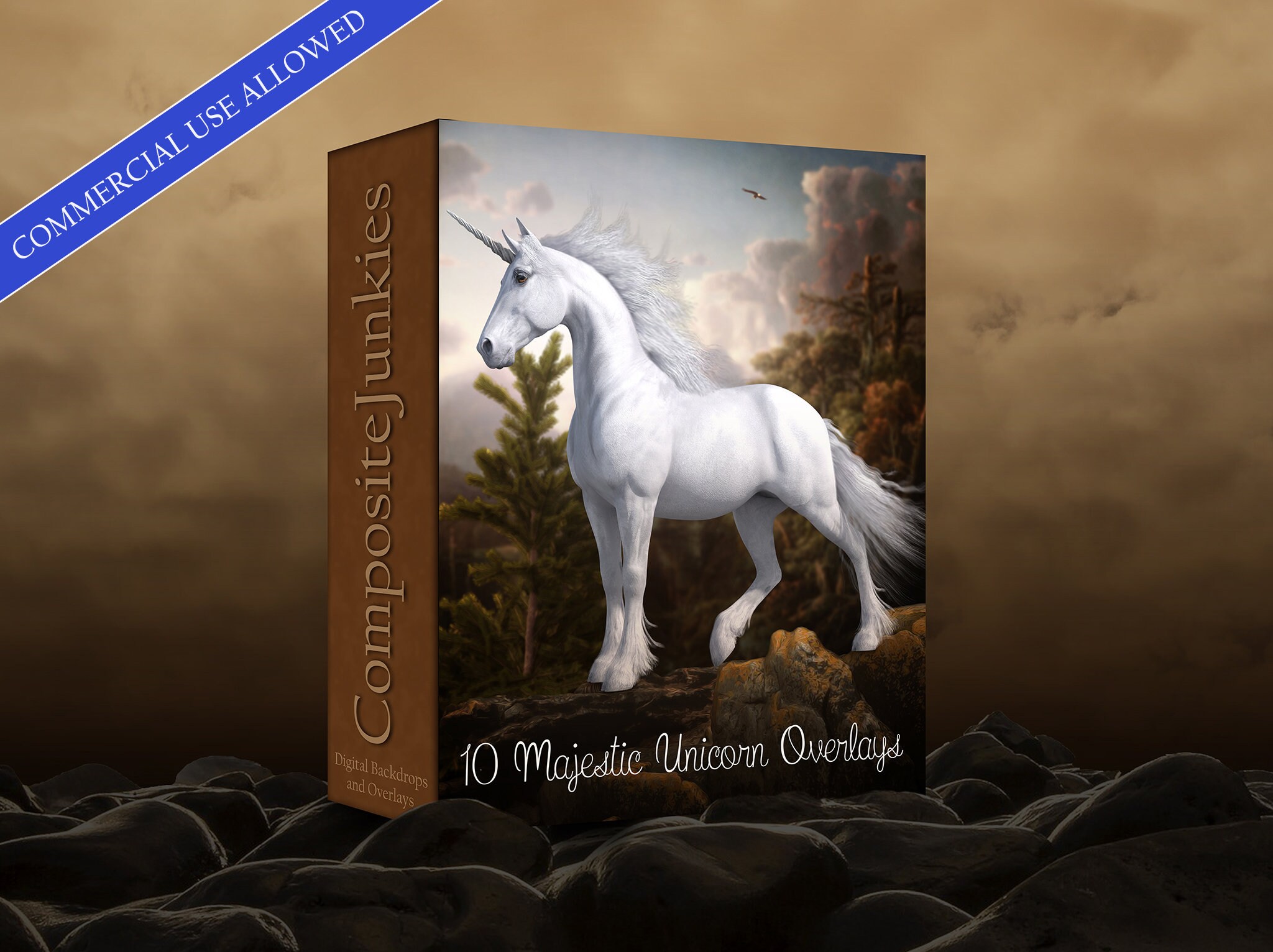 COMMERCIAL USE ALLOWED - 10 Unicorn Overlays PNGs Clip Art for Composite Artists and Photographers