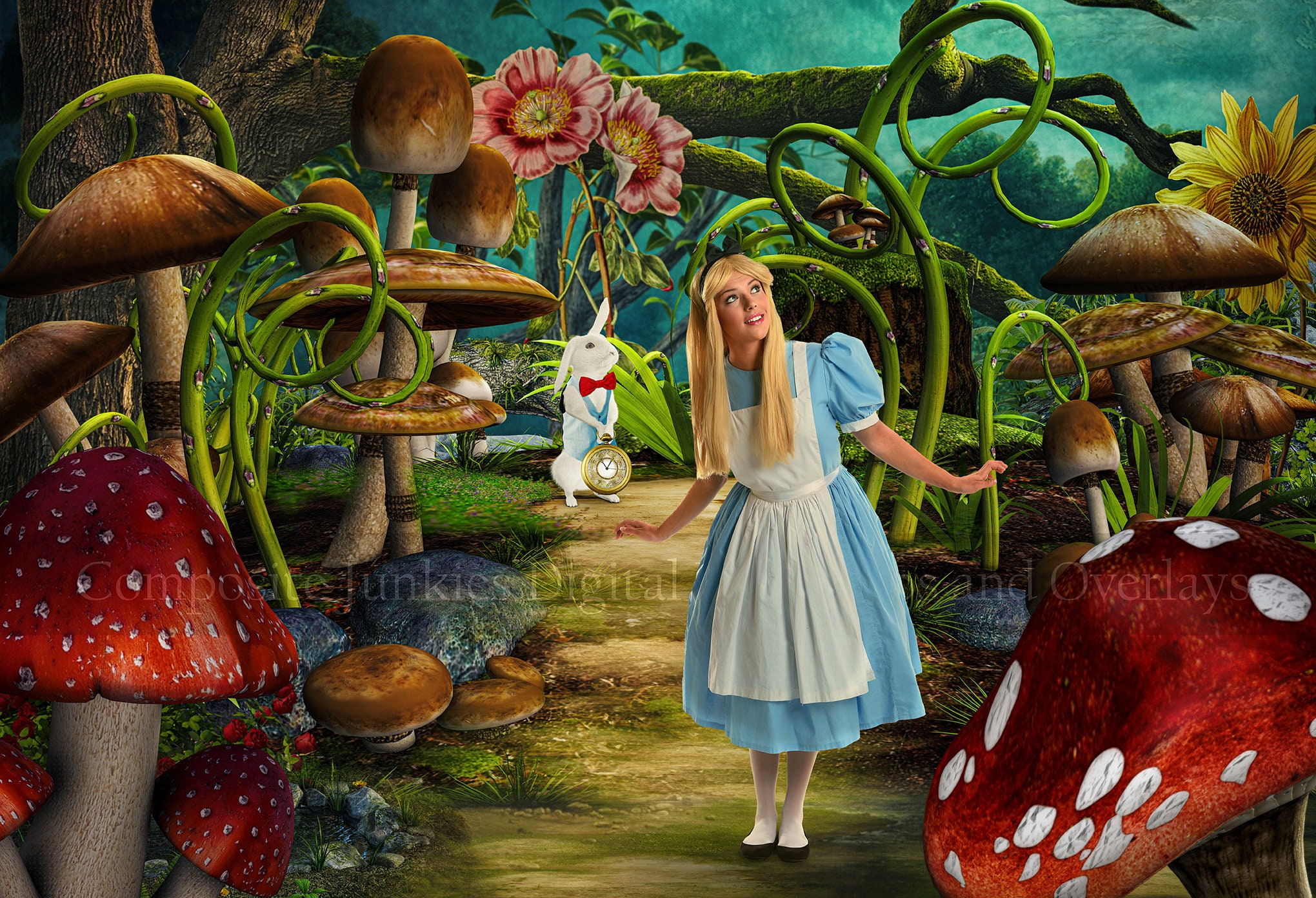 Digital Backdrop Alice in Wonderland With White Rabbit - Etsy Digital Backdrop Alice in Wonderland With White Rabbit - Etsy