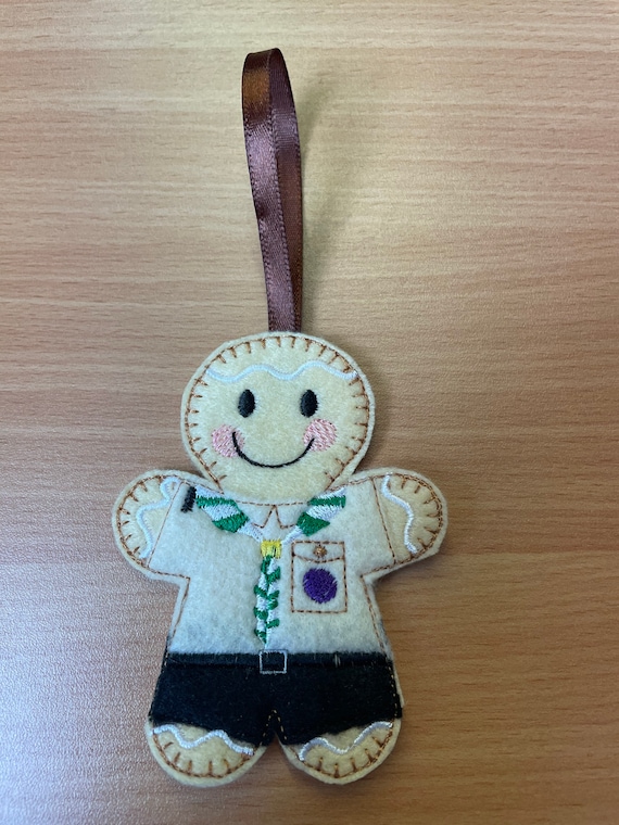 Gingerbread Boy Scout, Cub, squirrel, Leader hanging decoration or camp blanket patch