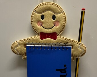 Novelty Gingerbread fridge notebook holder- magnetic fridge notebook