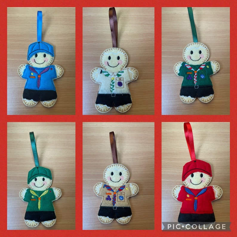 Gingerbread Boy Scout, Cub, squirrel, Leader hanging decoration or camp blanket patch image 7
