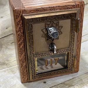 Original Post Office Box Door,  Oak Combination banks , Vintage Post Office, Bank, Mailbox Banks