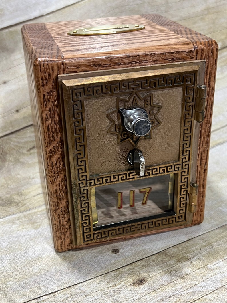 Original Post Office Box Door Oak Combination Banks Vintage Etsy