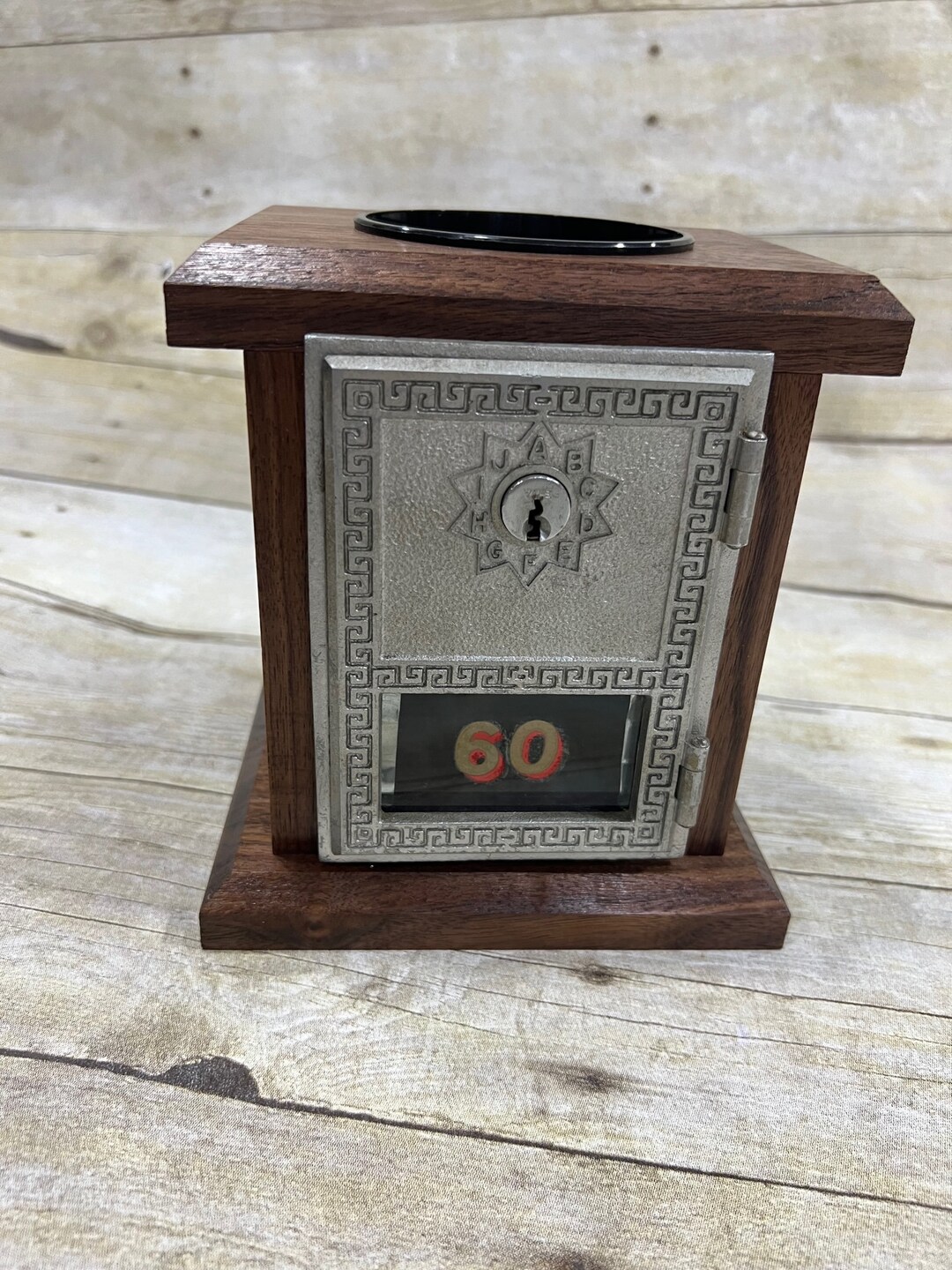 Original Walnut Post Office Box Door Organizer Pen Pencil Holder