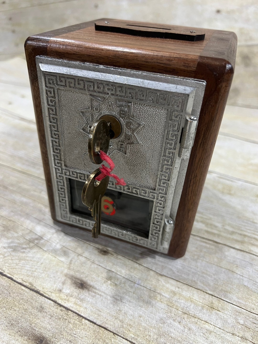 Original Post Office Box Door Banks Walnut Keyed 1 Vintage Etsy