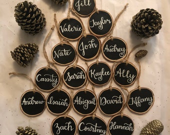 Personalized wood slice ornaments