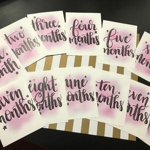 Baby Milestone Cards-Pink watercolor- Digital Download