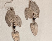Vintage Sterling Art Deco Style Earrings Sterling Silver Leaf Earrings Dangle Artesian Signed Paul Marie Sterling Silver Earrings Jewelry