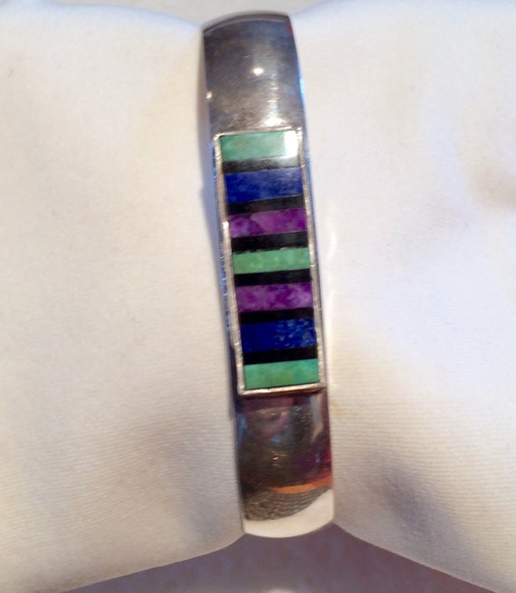 Best Vintage Native American Navajo Sugulite Jet Sterling Silver Bracelet Cuff Best Vintage Native American Navajo Sugulite Jet Sterling Silver Bracelet Cuff