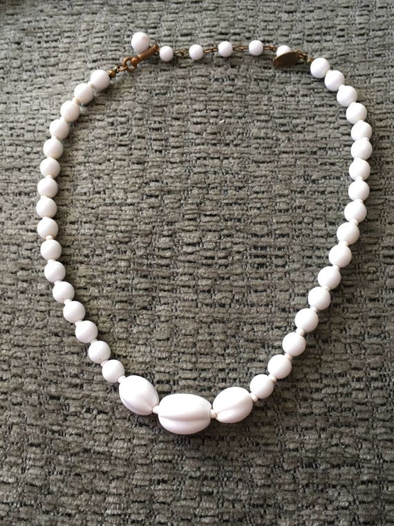 Miriam Haskell Necklace Choker Milk Glass Signed … - image 5