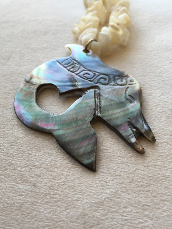 Dolphin Shell Choker Vintage Abalone Choker Chunk… - image 1