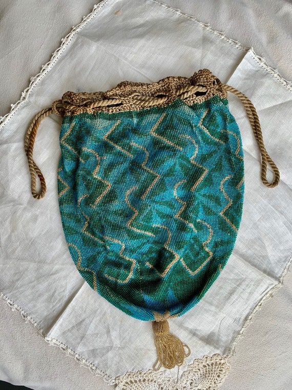 Art Deco Purse Micro Beaded Purse Geometric Draws… - image 3