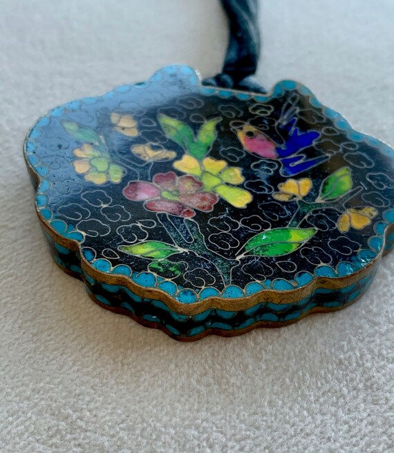 Antique Chinese Cloisonné Necklace Reversible Bir… - image 7