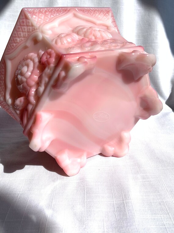 Fenton Pink Hexagon Bowl Vintage Fenton Chrysanthemum Bowl