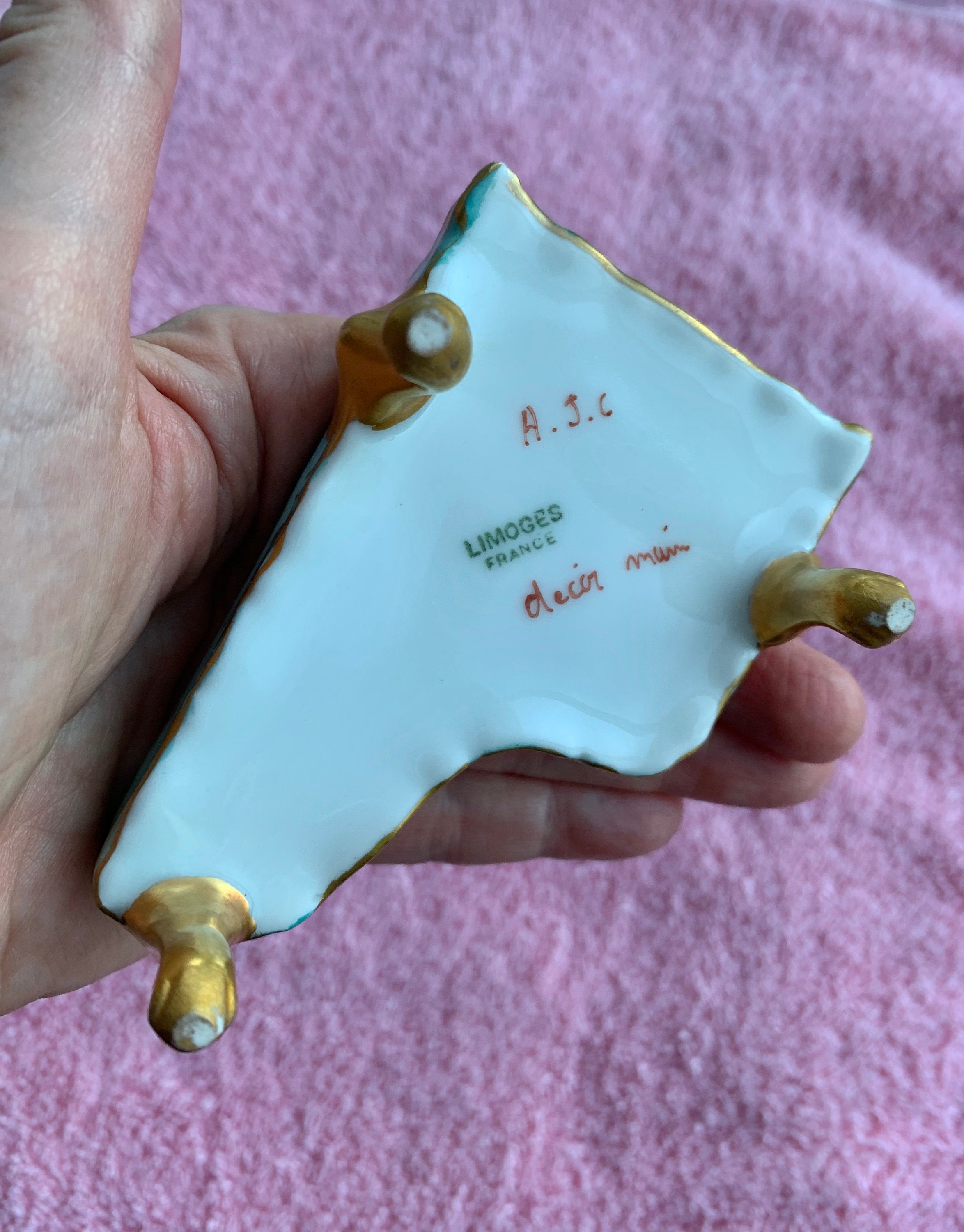 Antique Limoges Piano / Limoges France Green Mark / Decor Main / Signed