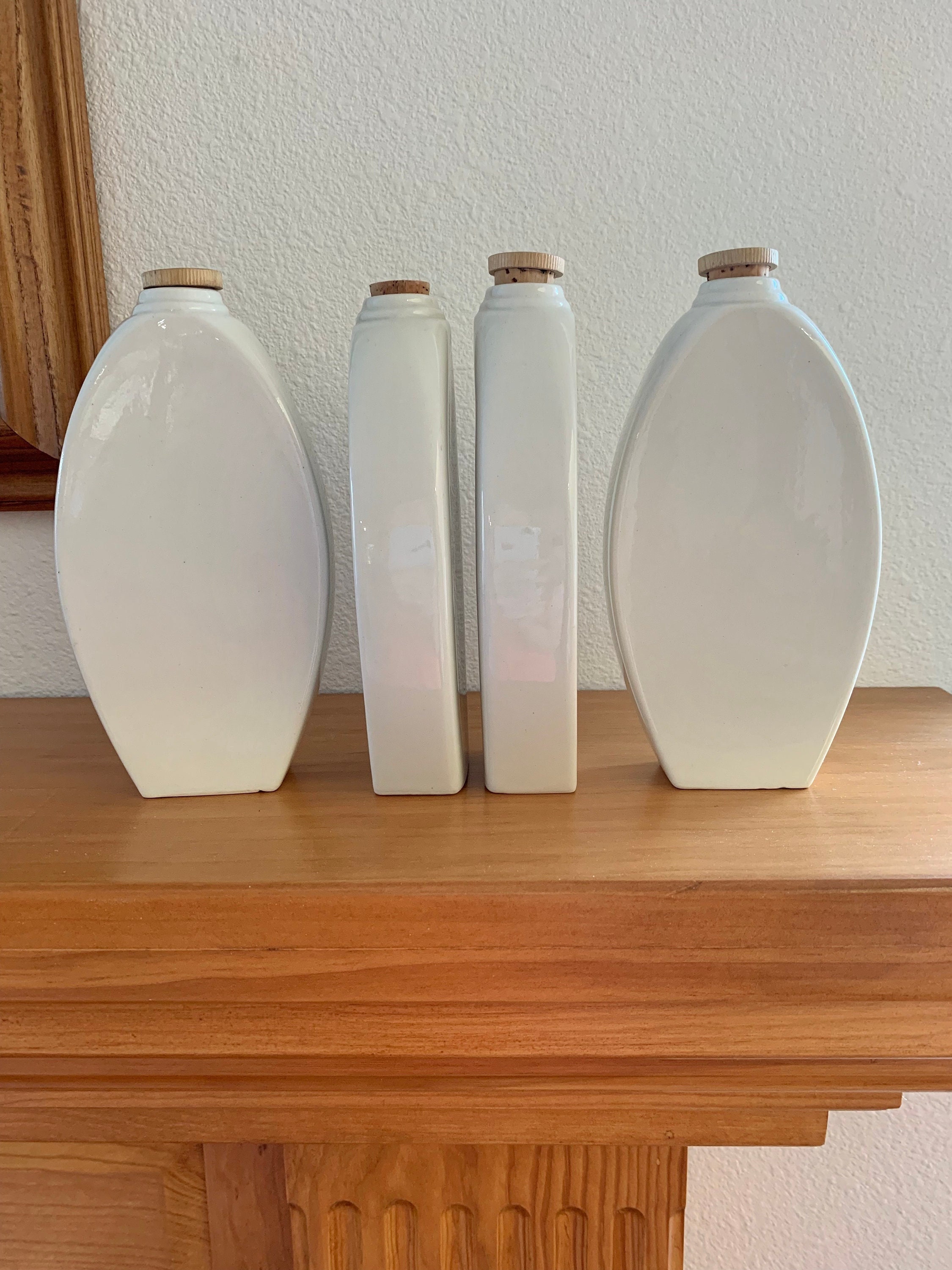 Vintage Japanese Sake Bottle 4 Porcelain Flask Embossed Japan WI88