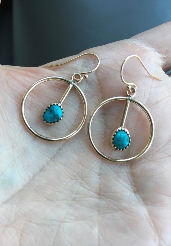 14k Gold Nugget Earrings Turquoise Nugget Earrings
