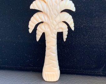 Carved Celluloid Brooch Palm Tree Brooch Antique Celluloid Art Deco 1920's Figural Brooch Beach Wedding Jewelry