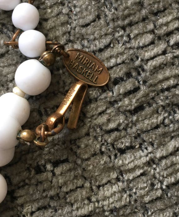 Miriam Haskell Necklace Choker Milk Glass Signed … - image 7