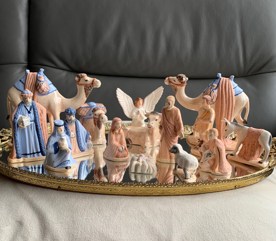 Vintage Nativity Set Large Holland Ceramic Hand Painted Made