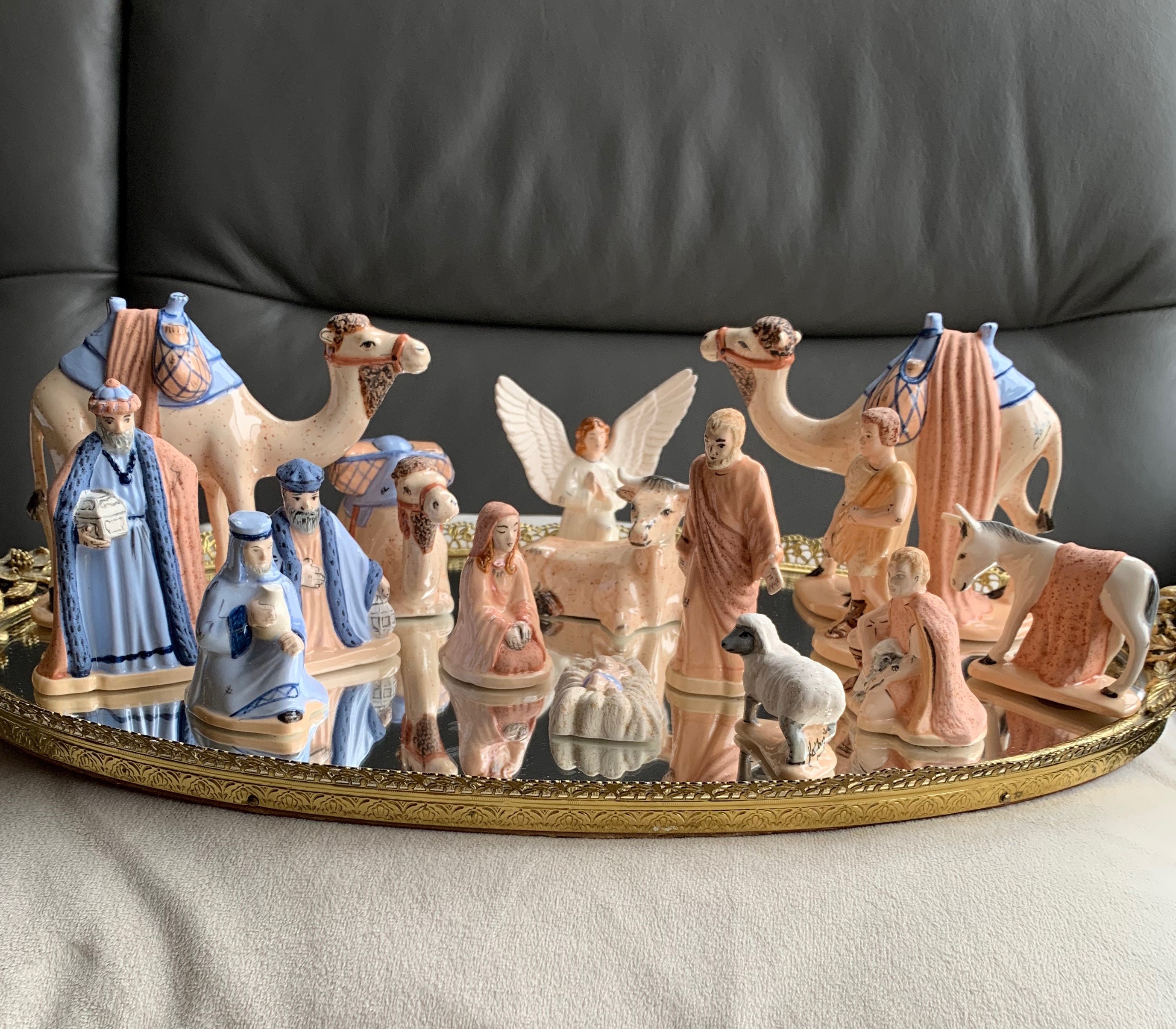 Vintage Christmas Nativity Set Ceramic Hand Painted Nativity Set
