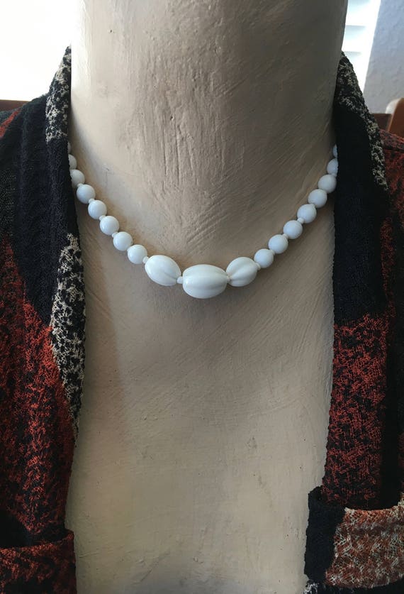 Miriam Haskell Necklace Choker Milk Glass Signed … - image 3