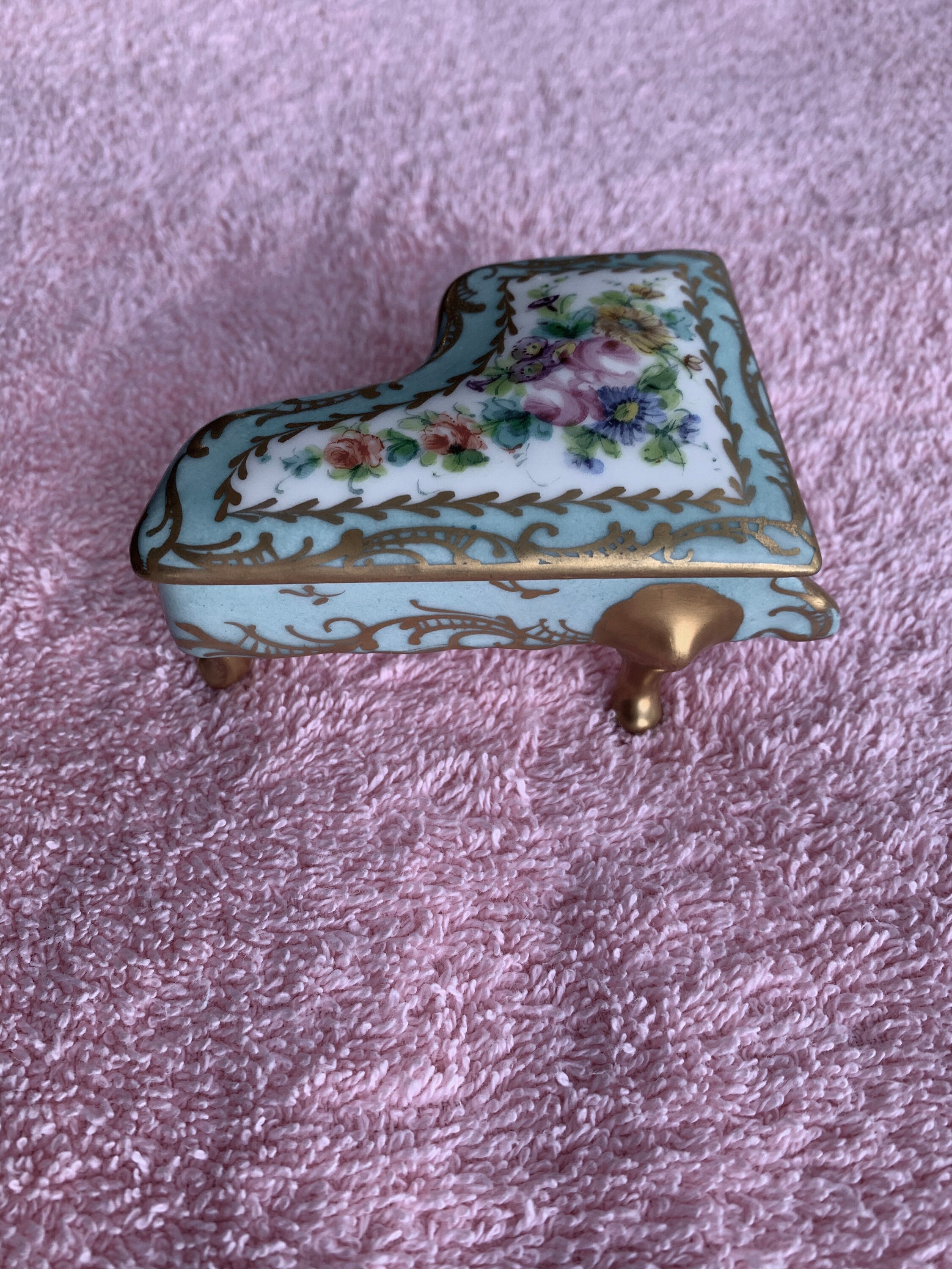 Antique Limoges Piano / Limoges France Green Mark / Decor Main / Signed