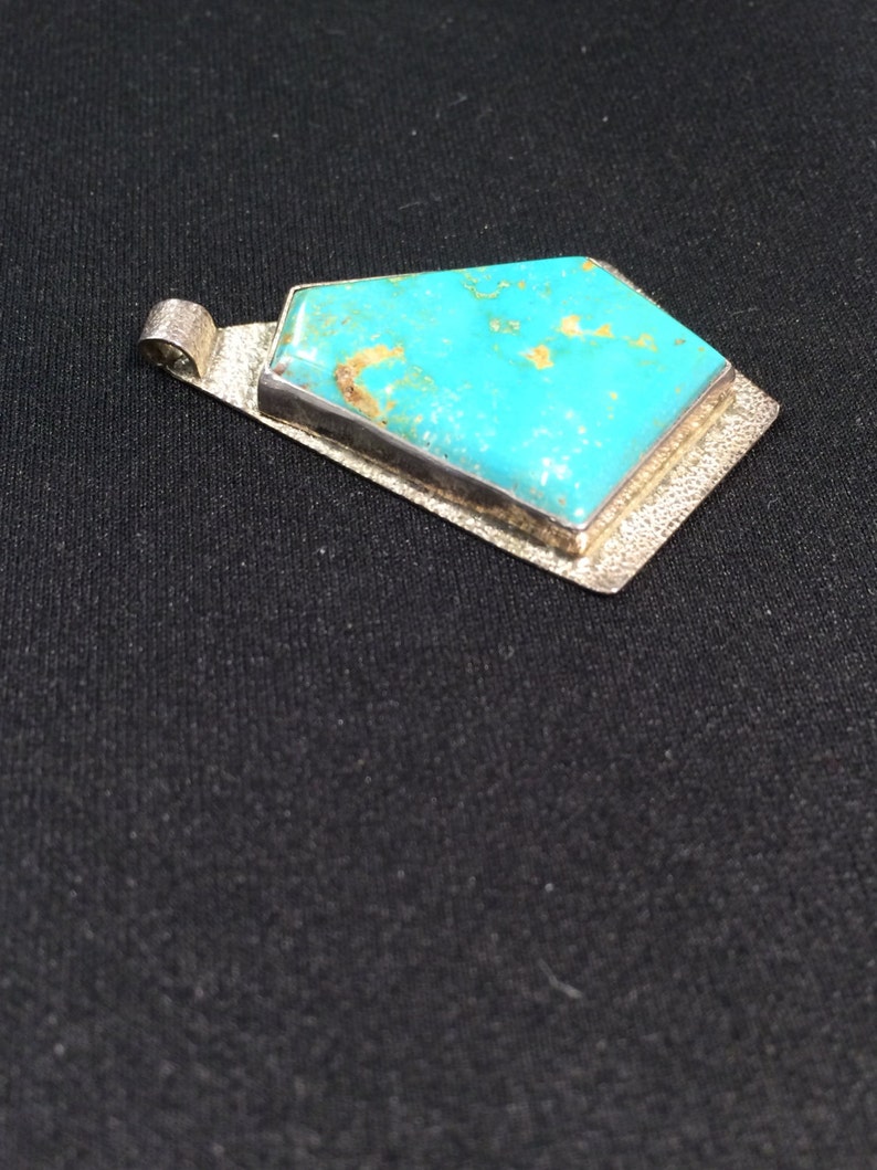 •KINGMAN TURQUOISE - 2• Navajo silver pendant