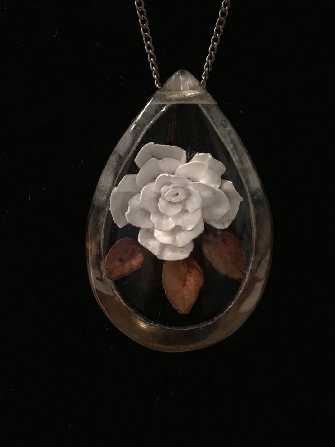 Lucite Carved Set Vintage White Rose Flower Beveled Necklace - Etsy