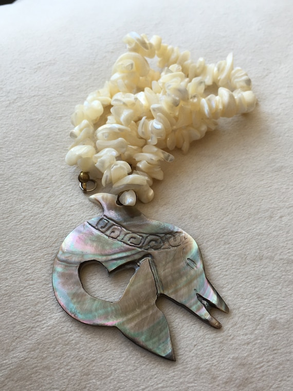 Dolphin Shell Choker Vintage Abalone Choker Chunk… - image 5