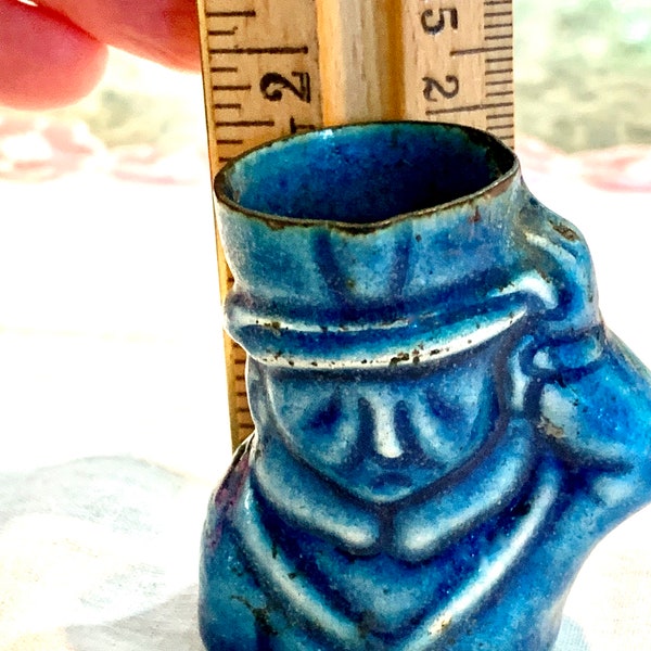 Antique Figural Creamer / Metal Blue Enamel Soldier Creamer / Military Man Figurine / Export From CHINA / Late 1800's Rare 19th Century