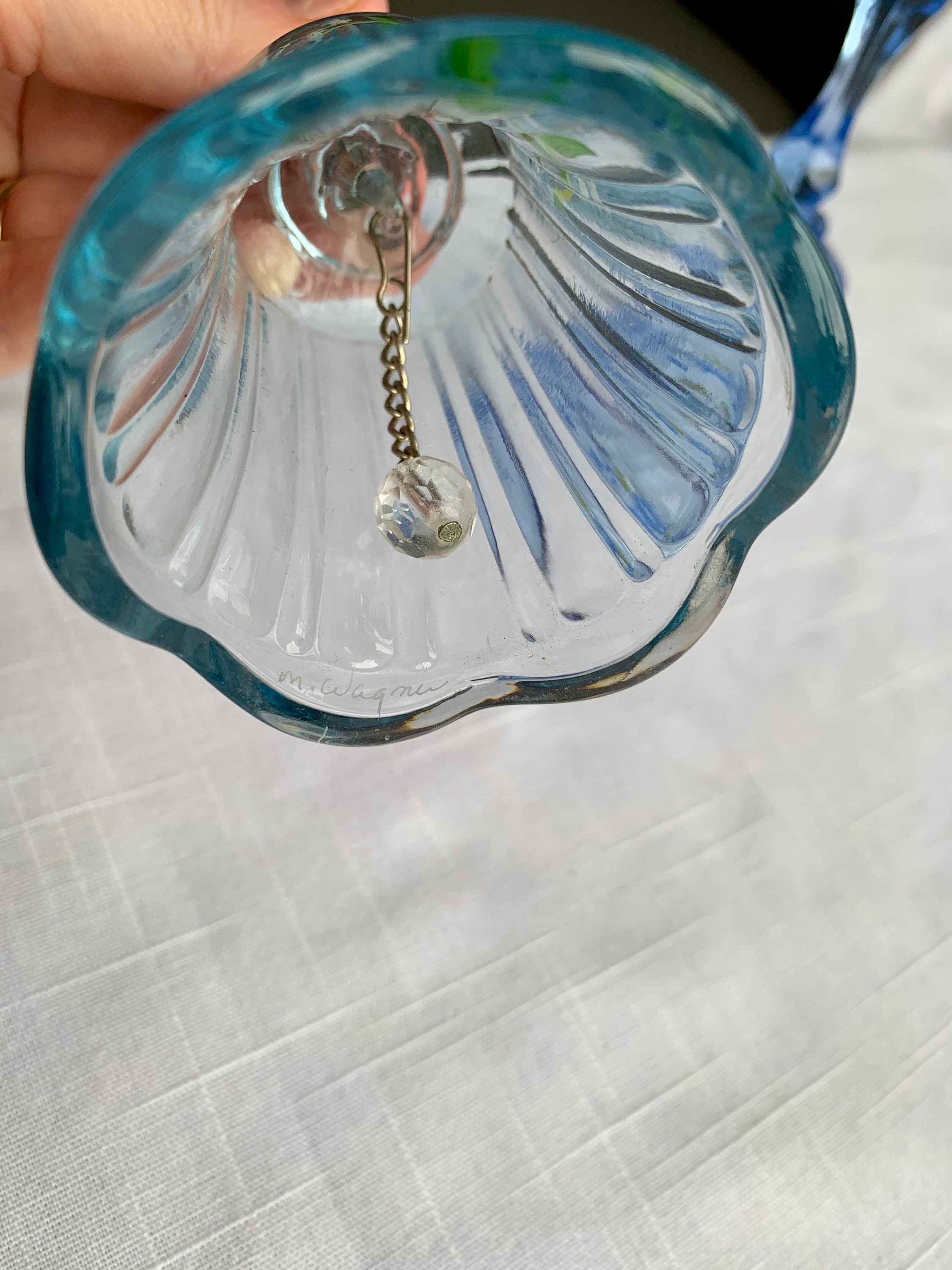 Fenton Glass Bells / 3 Glass Bells Signed / LOVE Bell / MOTHER Bell