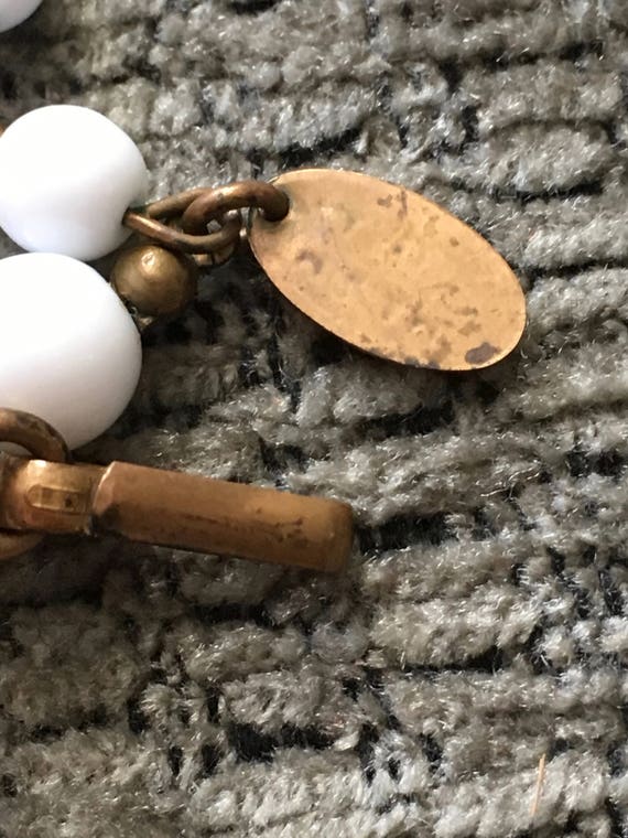 Miriam Haskell Necklace Choker Milk Glass Signed … - image 8