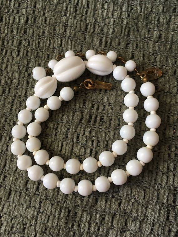 Miriam Haskell Necklace Choker Milk Glass Signed … - image 6