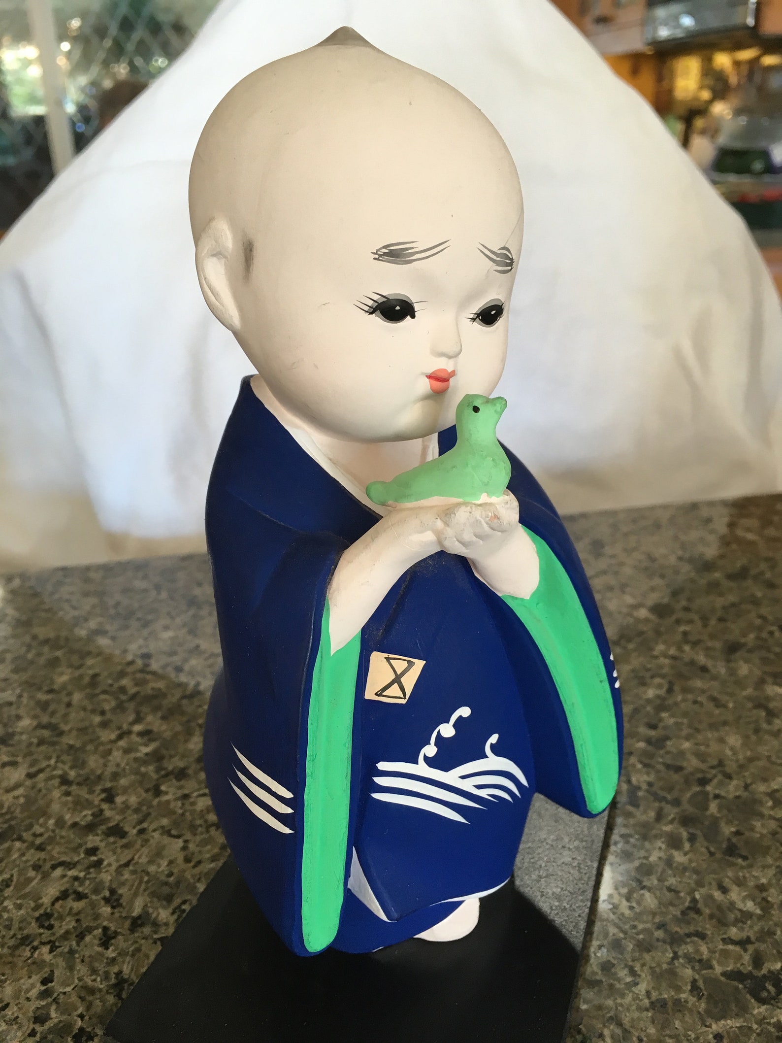 Gump's Hakata Doll Vintage Japanese Hand Painted With Bird Japan