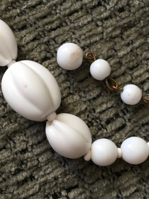 Miriam Haskell Necklace Choker Milk Glass Signed … - image 10