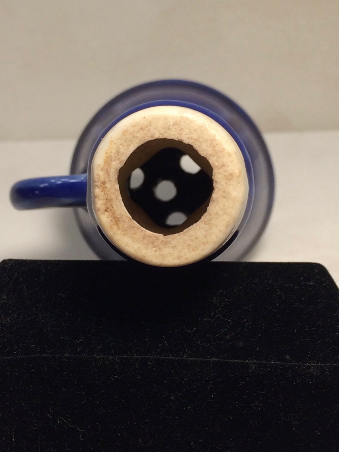 Vintage Pie Bird Vent Funnel Porcelain Figural Face Blue Glaze Folk Art