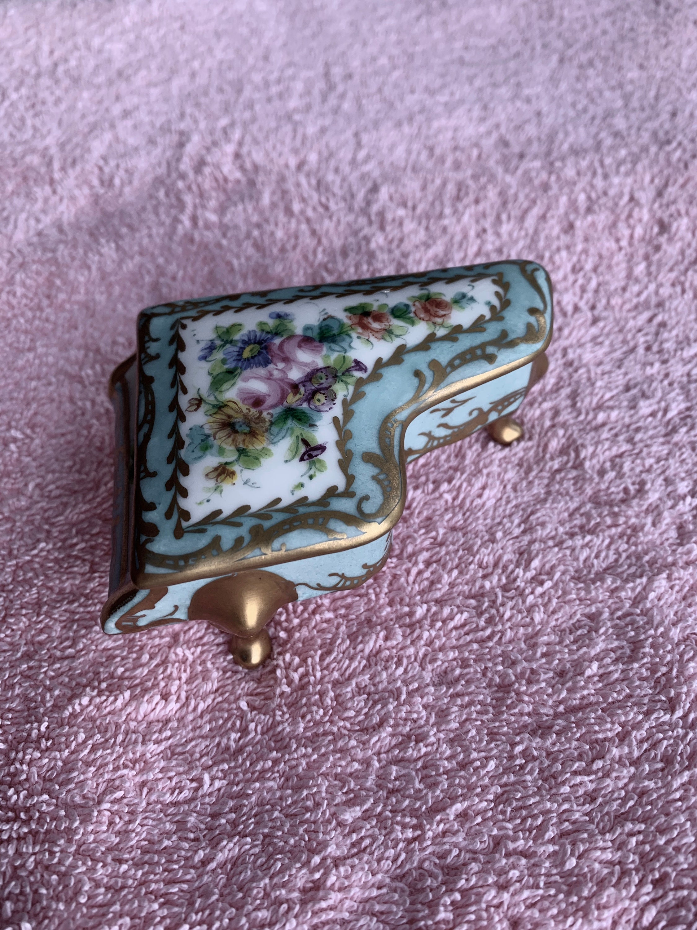 Antique Limoges Piano / Limoges France Green Mark / Decor Main / Signed