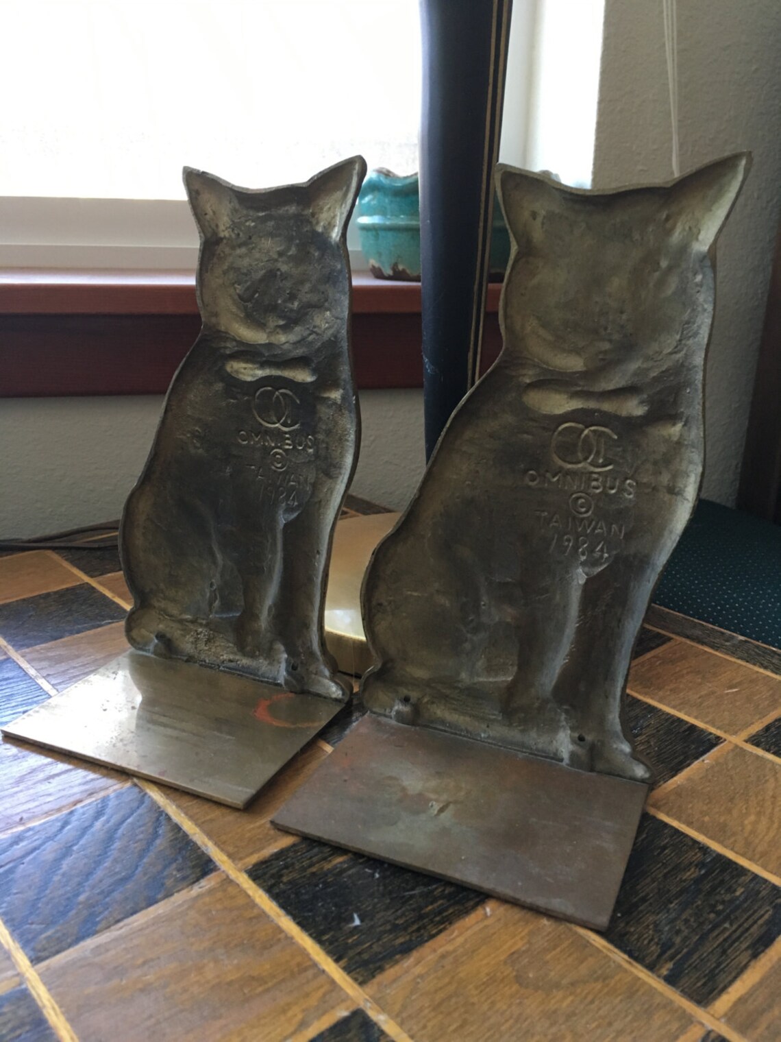 Brass Cat Bookends Vintage 1984 Omnibus Bookends 7.5 Etsy