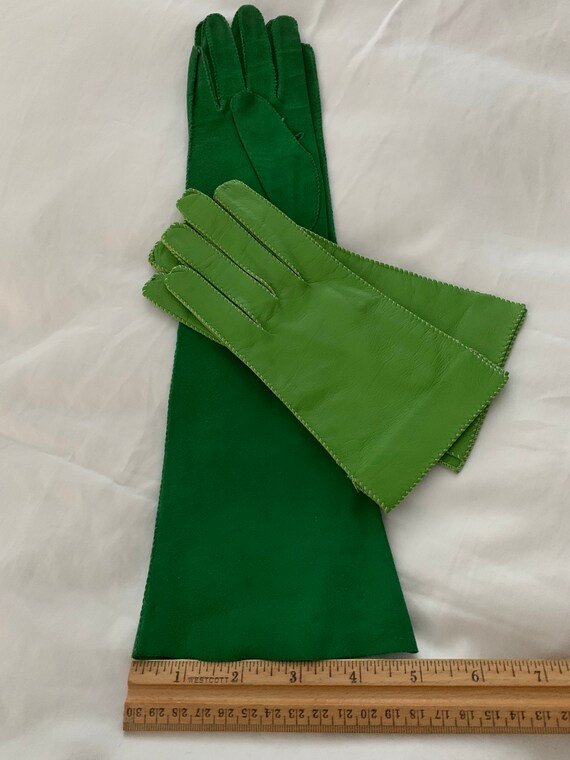2 Vintage Green Leather Gloves Women's Size 7 Vintage Saks Etsy