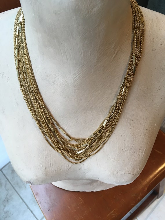 15 Multi Layer Strand Chain Necklace Vintage Multi