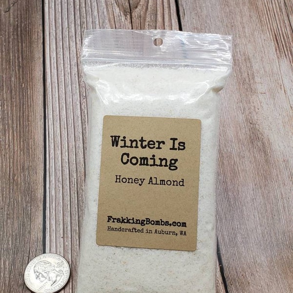 Winter is Coming (Honey Almond) Bath Fizz with Goats Milk Powder and Oatmeal, sensitive skin, nerd bath fizz, geek gift bath salts