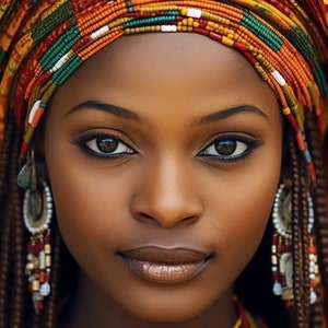5 Realistic African beauty portraits, AI Art, Digital Art, AI Generate, Art Print, instant download