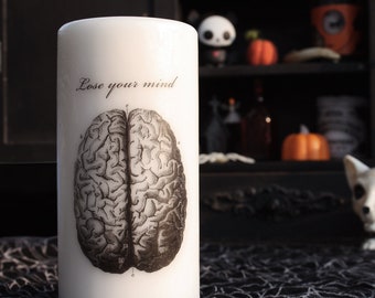 Lose Your Mind // Halloween Large Pillar Candle // Brain Candle // Spooky Décor // Anatomy Candle