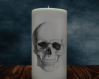 Spooky Skull // Pillar Candle // Halloween Candle // Creepy Décor // Morbid Art