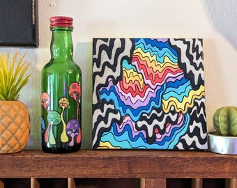 Trippy Drippy Rainbow Mini Painting / Acrylic Painting / Dimensional Art / Psychedelic