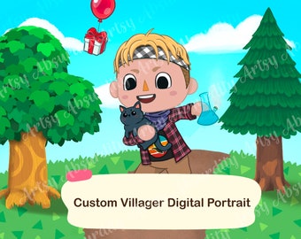 Custom Villager Digital Portrait / AC Villager Drawing / Couples Valentine's Gift / Birthday Wedding Anniversary / Digital Download ONLY!