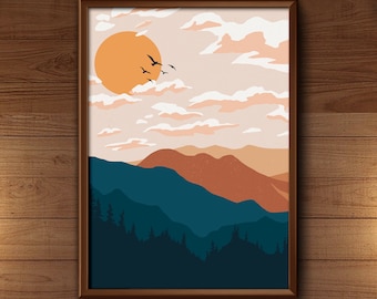 Colorado Mountain Series #2  / Minimalist Mountainscape / Mountain Wall Art / Buena Vista / National Park Poster / Mountain Range / Sunrise